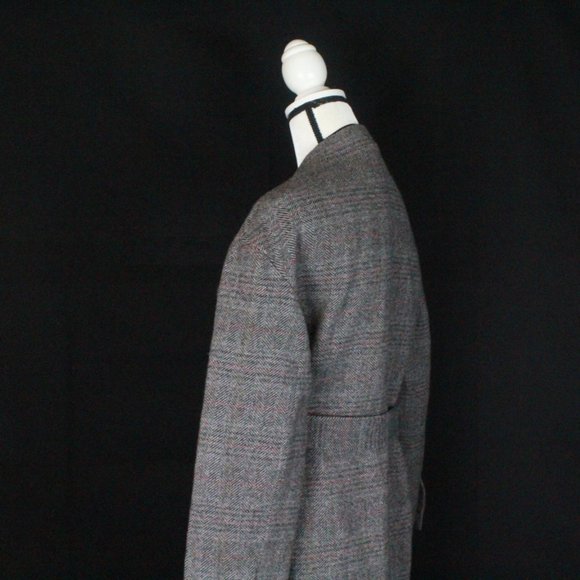 NWT ZARA XS WOOL LAPEL BELTED PATTERNED HERRINGBONE LONG COAT - Picture 6 of 12